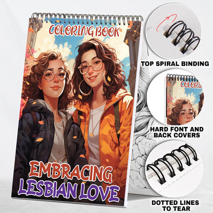 Embracing Lesbian Love Spiral Bound Coloring Book: 30 Captivating Coloring Scenes of Loving Couples