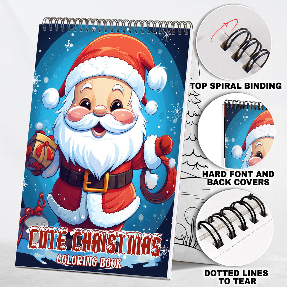 Cute Christmas Spiral Bound Coloring Book: 30 Charming Coloring Pages of Cute Christmas Joy