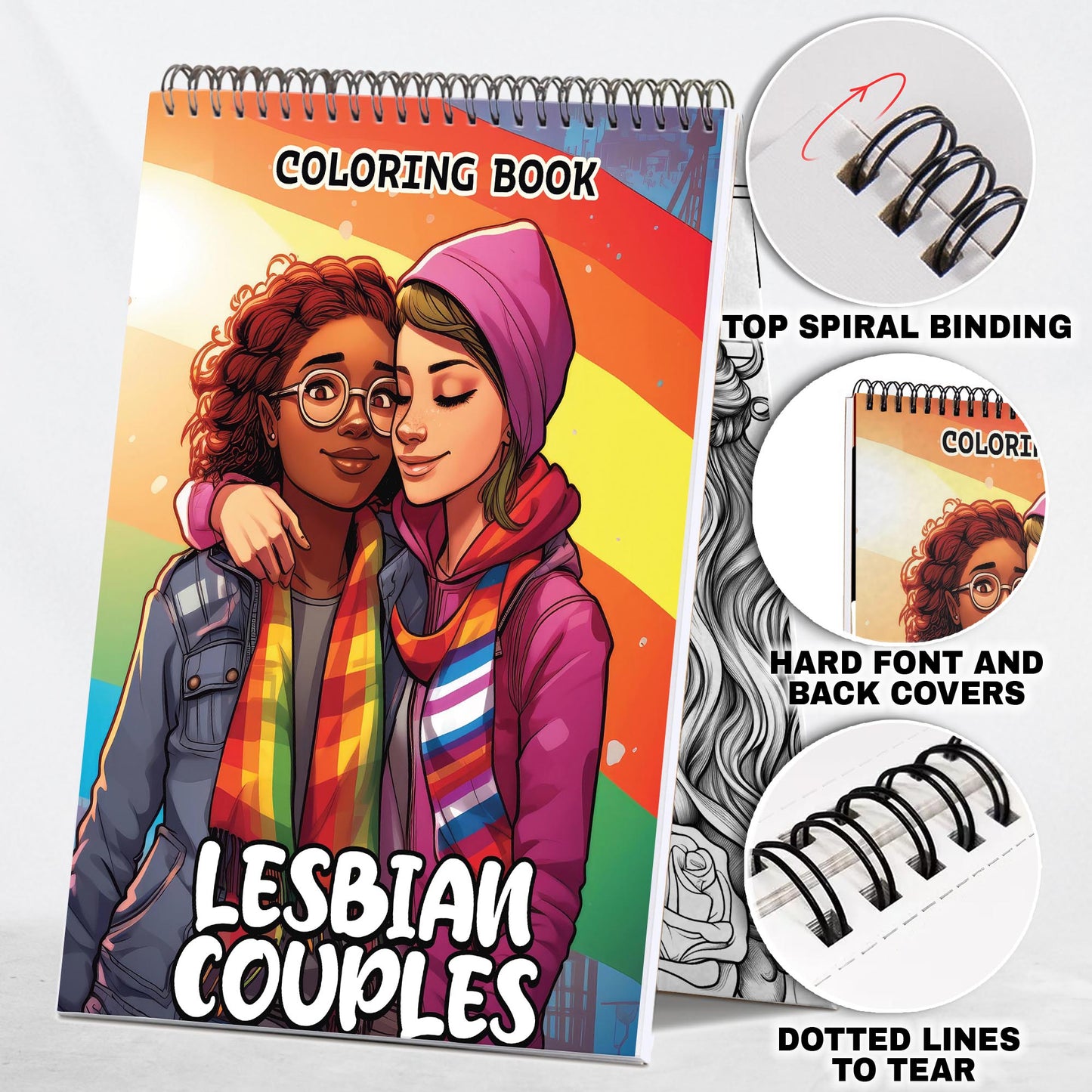 Lesbian Couples Spiral Bound Coloring Book: 30 Captivating Coloring Scenes of Adoring Lesbian Couples