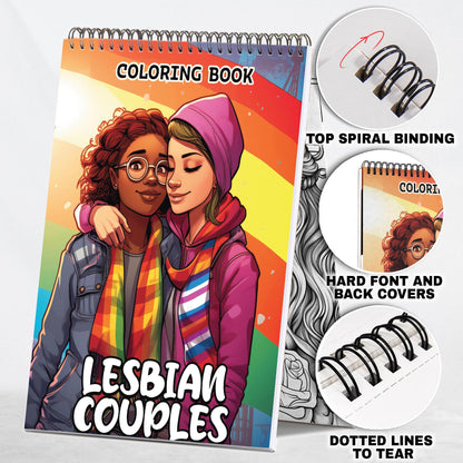 Lesbian Couples Spiral Bound Coloring Book: 30 Captivating Coloring Scenes of Adoring Lesbian Couples