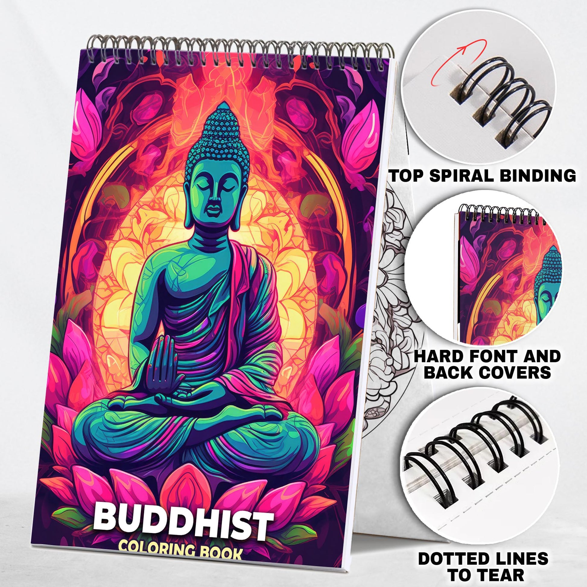 Buddhist Spiral Coloring Book: 30 Beautiful Pages to Explore Buddhist Concepts of Compassion and Wisdom