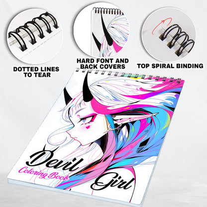 Devil Girl Spiral Coloring Book: 30 Mesmerizing Coloring Pages, featuring Devilish and Alluring Girls