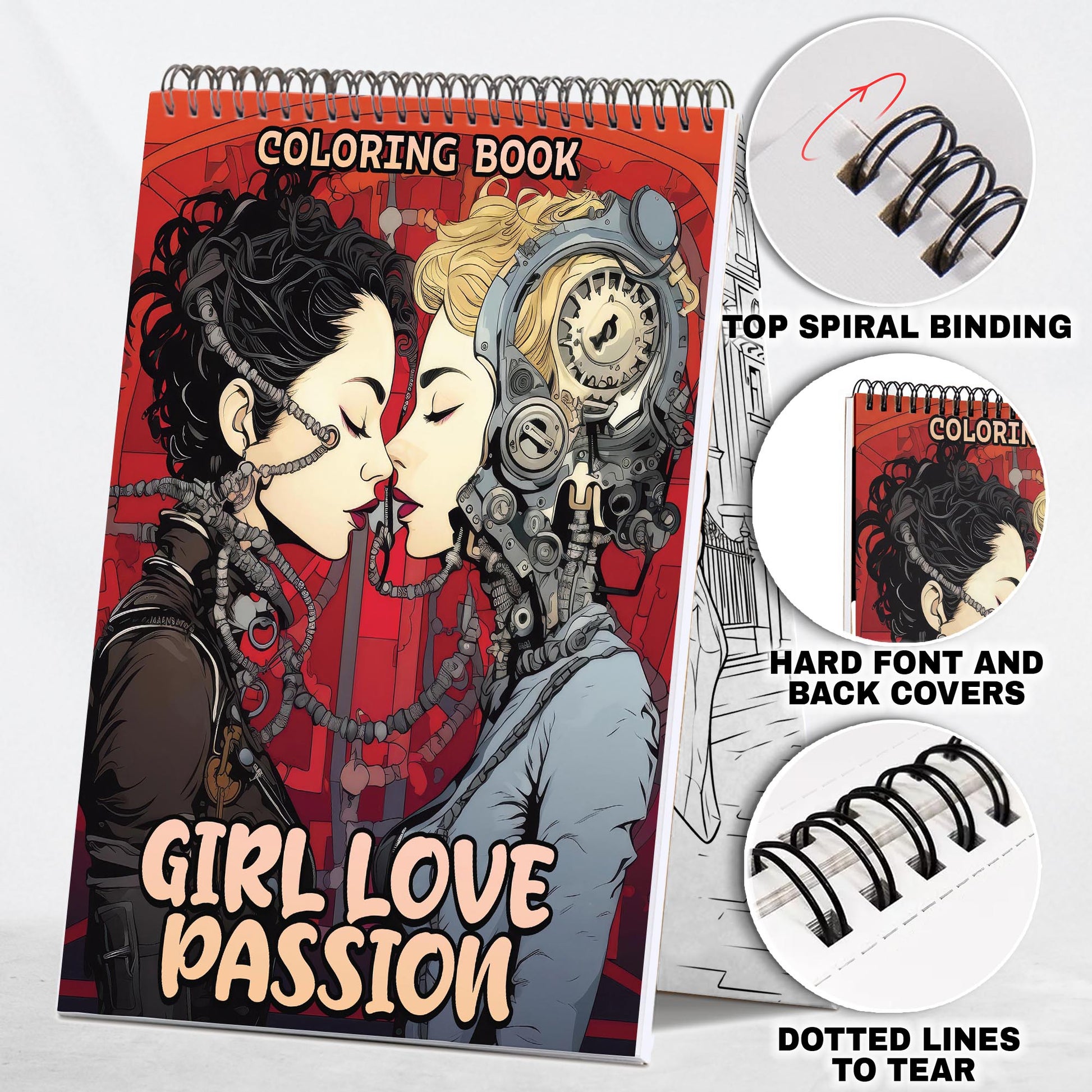 Girl Love Passion Spiral Bound Coloring Book: 30 Captivating Coloring Scenes of Passionate Couples.