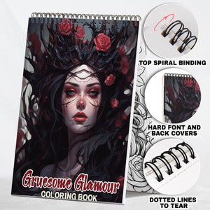 Gruesome Glamour Spiral-Bound Coloring Book: 30 Gruesome Glamour Coloring Pages, Offering a Captivating and Spooky Coloring Experience