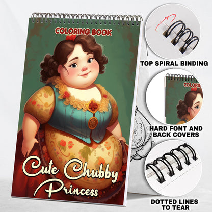 Cute Chubby Princess Spiral Bound Coloring Book: 30 Mesmerizing Coloring Pages in the Cute Chubby Princess Coloring Book