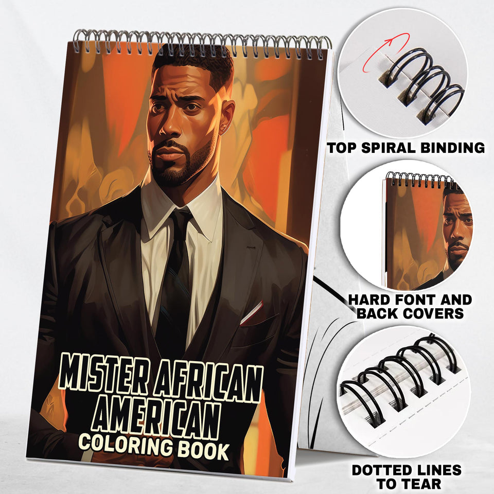 Mister African American Spiral Bound Coloring Book: 30 Captivating Coloring Pages of Distinguished African American Men for a Stylish and Artistic Journey