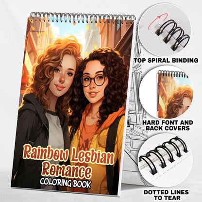 Rainbow Lesbian Romance Spiral Bound Coloring Book: 30 Charming Pages Filled with Heartfelt Moments of Rainbow Lesbian Romance