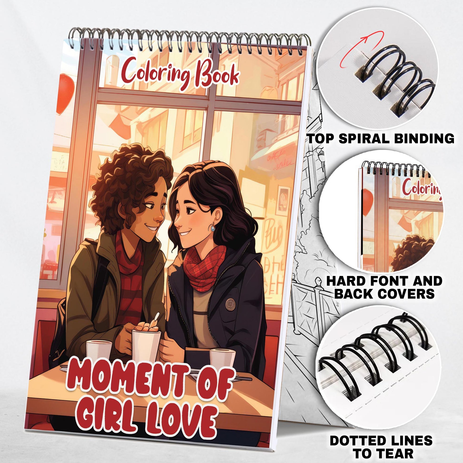 Moment of Girl Love Spiral Bound Coloring Book: 30 Captivating Coloring Scenes of Tender and Loving Couples