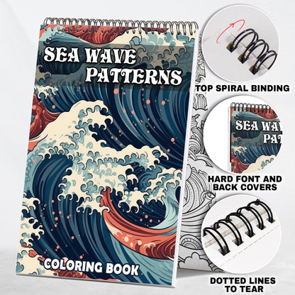 Sea Wave Patterns Spiral Bound Coloring Book: 30 Mesmerizing Coloring Pages for Art Enthusiasts to Create Harmonious and Relaxing Artwork