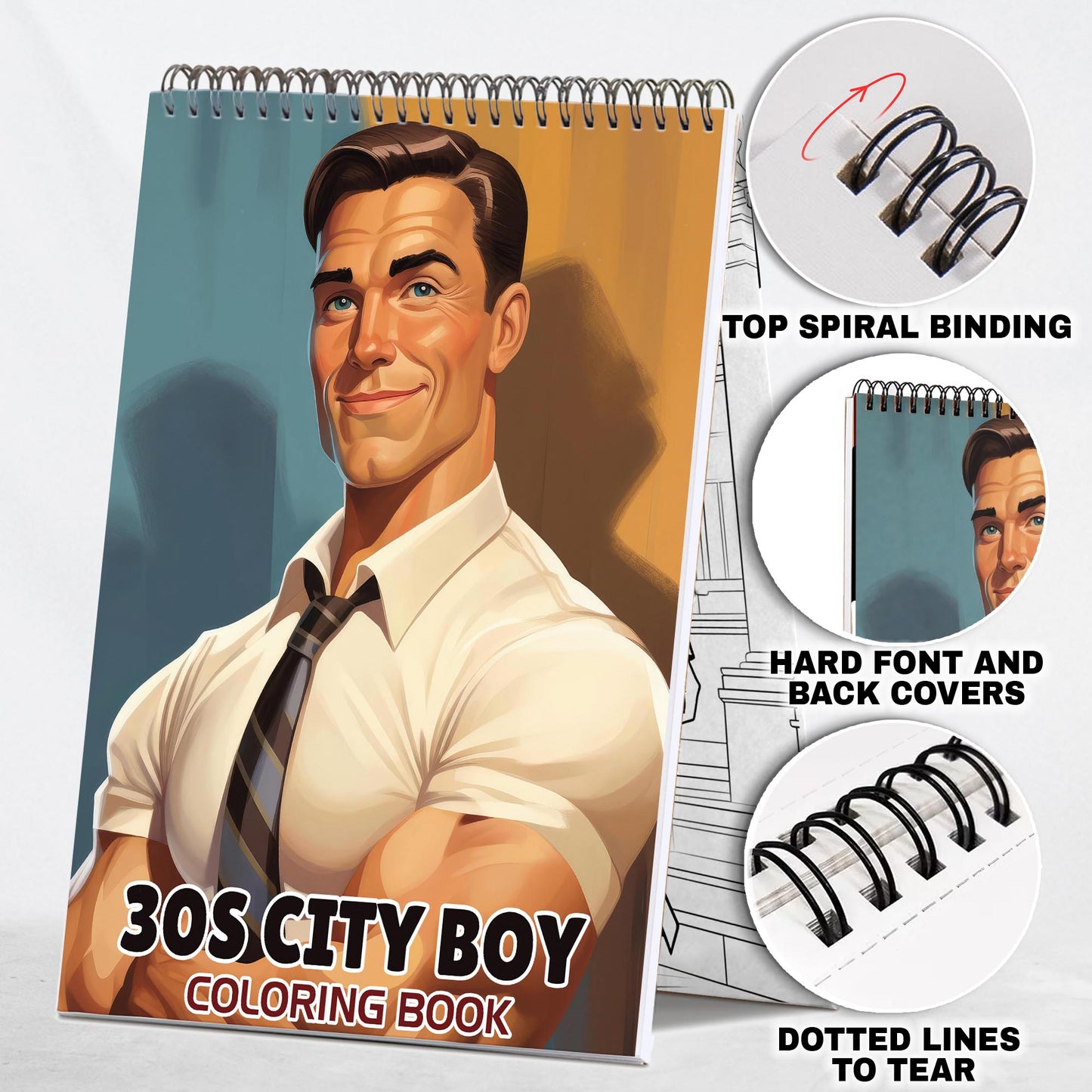 30s City Boy Spiral Bound Coloring Book: 30 City Boy Coloring Pages for a Stylish and Artistic Coloring Adventure