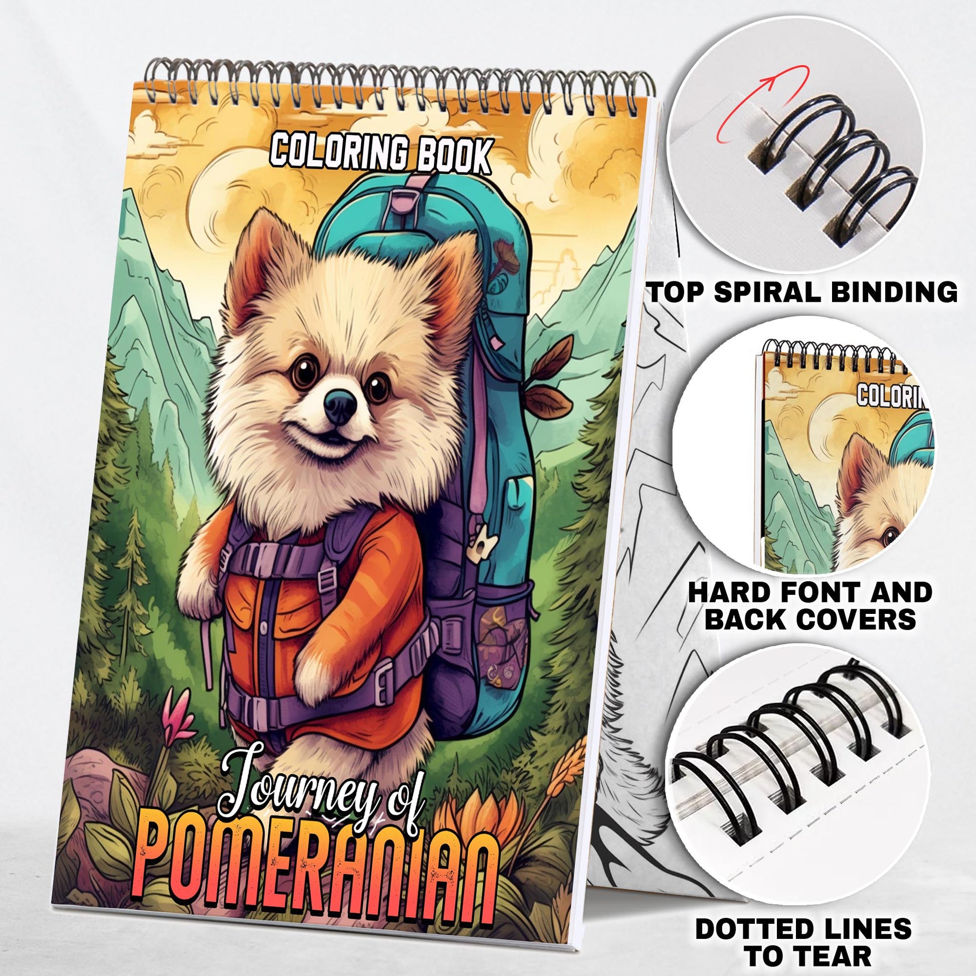 Journey of Pomeranian Spiral Coloring Book: 30 Whimsical Pomeranian Coloring Pages for Pomeranian Art Admirers to Embrace the Quirky Charm and Heartwarming Vibes of Pomeranian Adventures