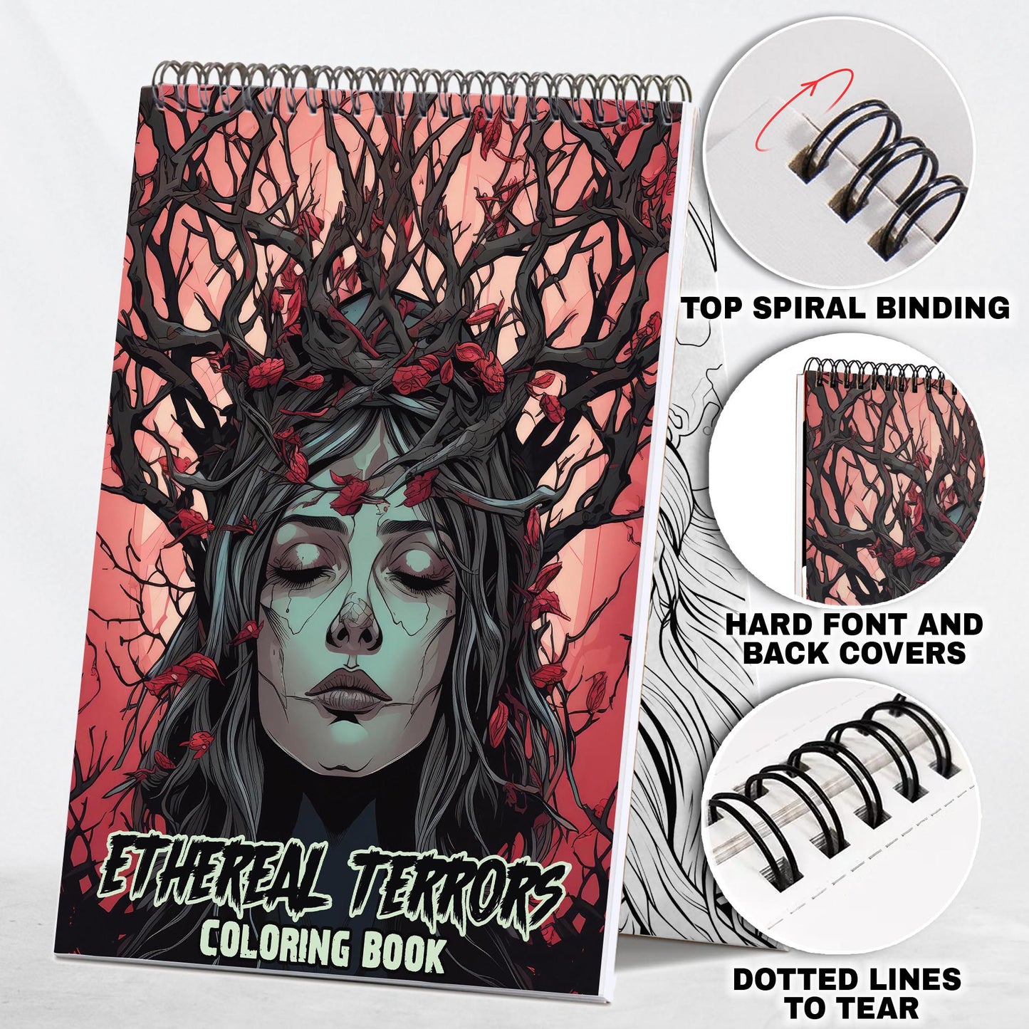 Ethereal Terrors Spiral Bound Coloring Book: 30 Coloring Pages for Gothic Art Enthusiasts to Unleash Their Creative Expression