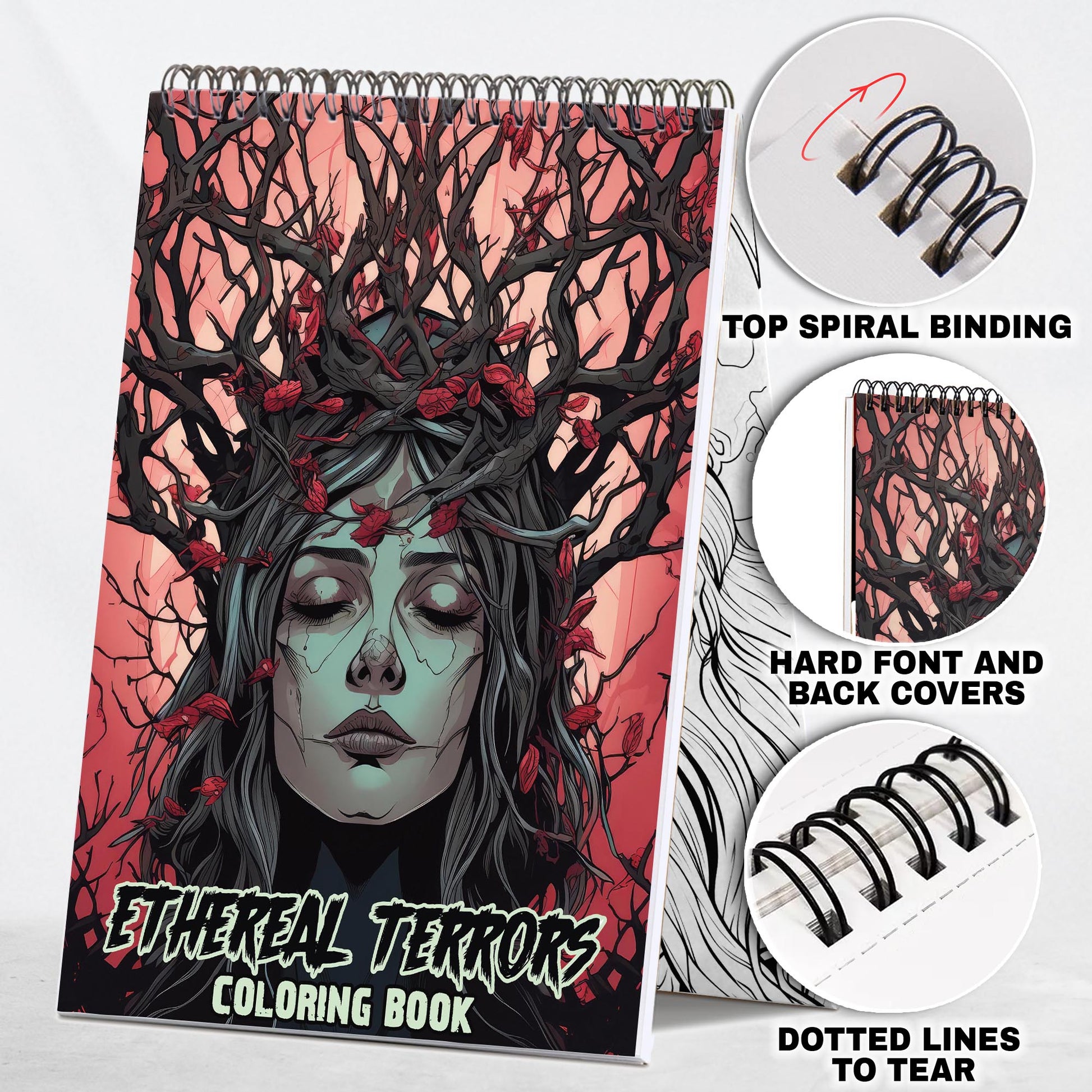 Ethereal Terrors Spiral Bound Coloring Book: 30 Coloring Pages for Gothic Art Enthusiasts to Unleash Their Creative Expression