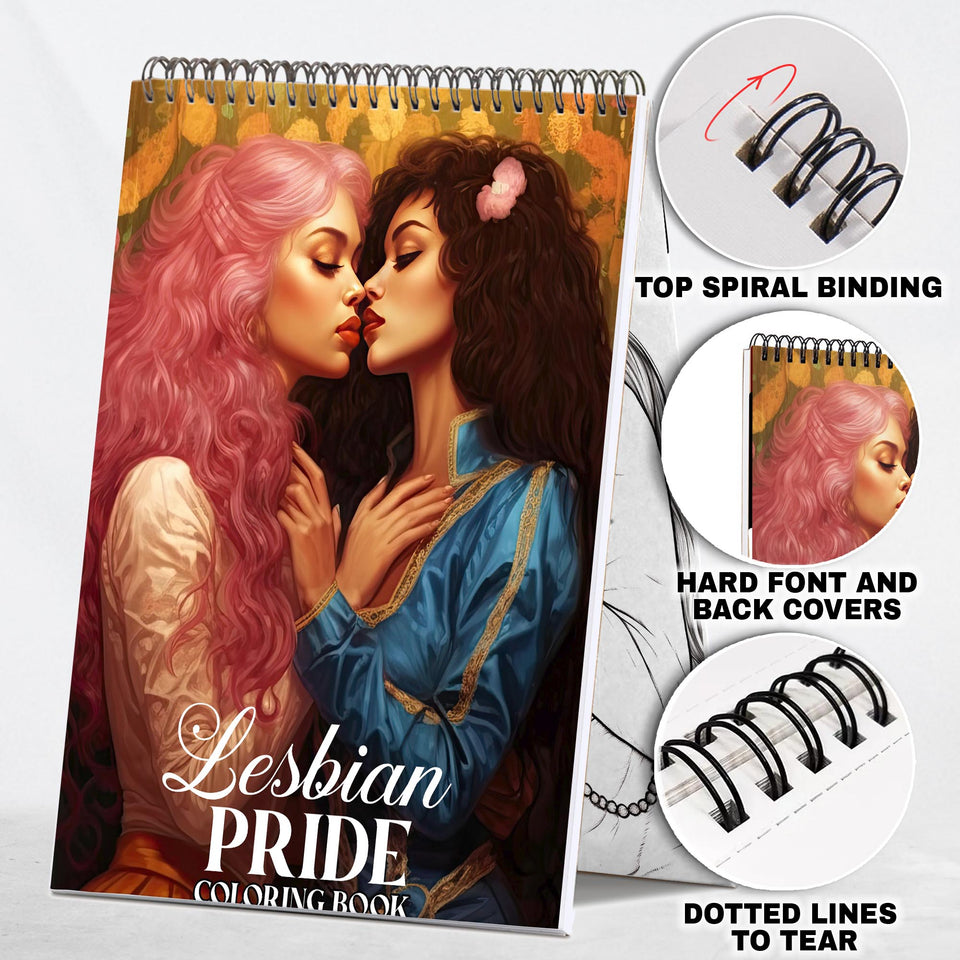 Lesbian Pride Spiral Coloring Book: Embrace the Spectrum of Love with 30 Pages, Inviting You to Color Beautiful Moments of Lesbian Love and Unity