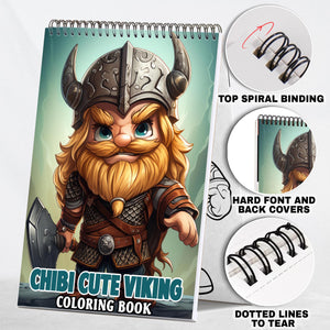 Chibi Cute Viking Spiral-Bound Coloring Book: 30 Adorable Chibi Viking Coloring Pages