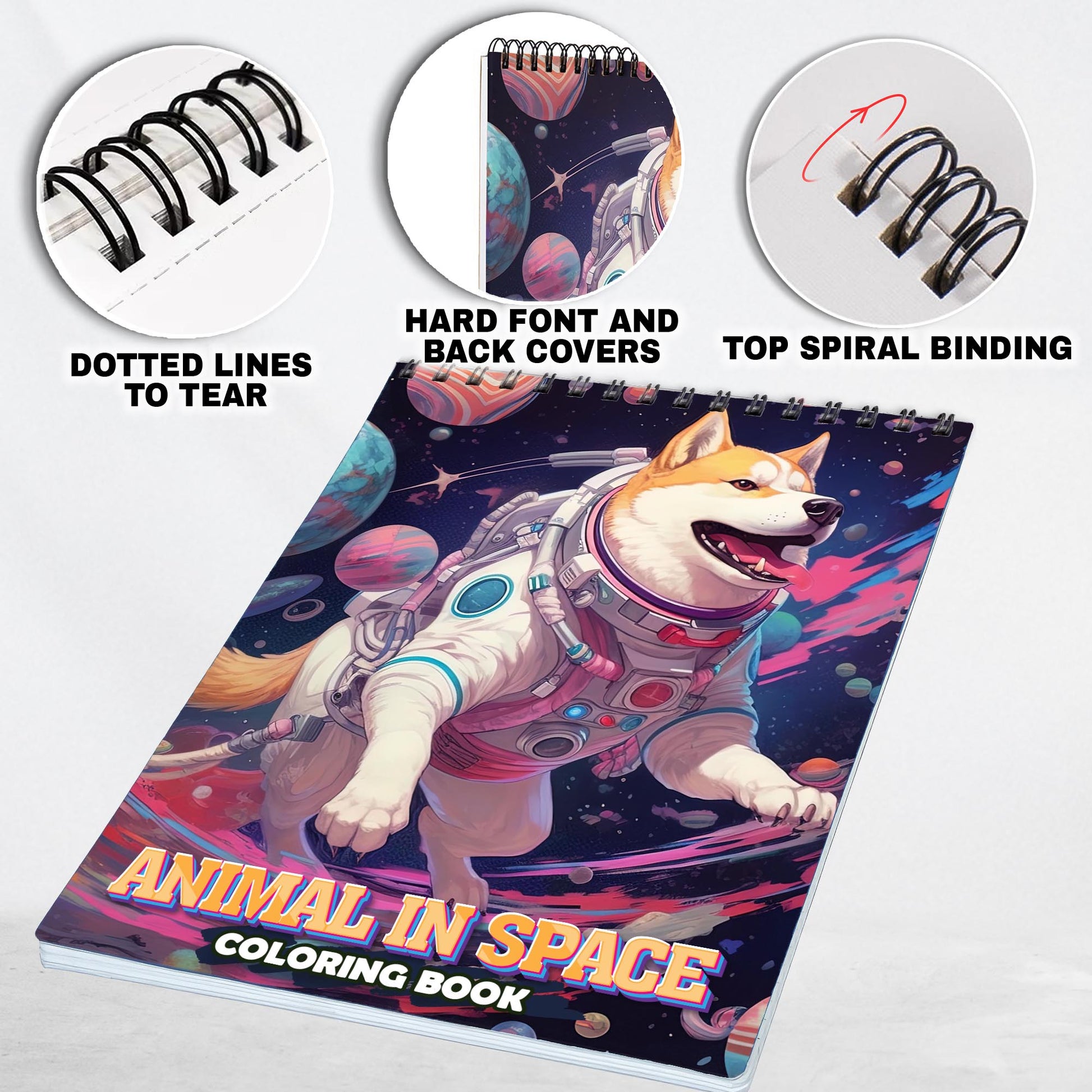 Animal In Space Spiral Coloring Book: 30 Animals in Space for Astronomical Coloring Adventures