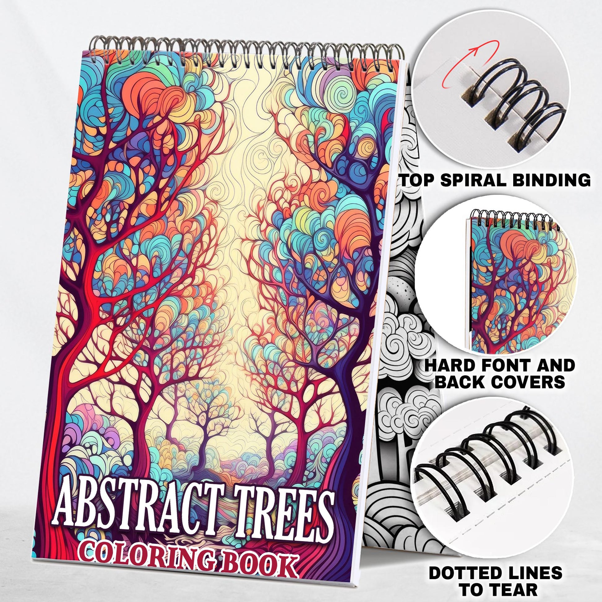 Abstract Trees Spiral Coloring Book: 30 Whimsical Abstract Trees Coloring Pages for Art Admirers to Embrace the Quirky Charm and Artistic Vibes