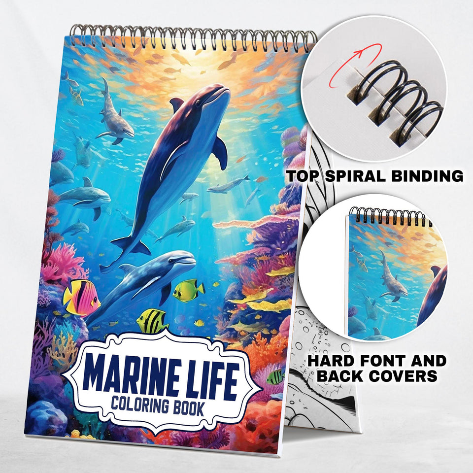 Marine Life Spiral Coloring Book: 30 Pages of Intricate Coloring Artwork, Celebrating Marine Life in all its Splendor