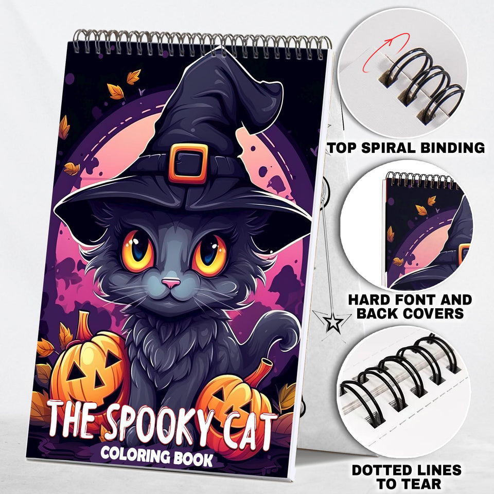 The Spooky Cat Spiral Coloring Book: 30 Mesmerizing Spooky Cat Coloring Pages for Cat Lovers to Explore the Sinister Side of Feline Beauty