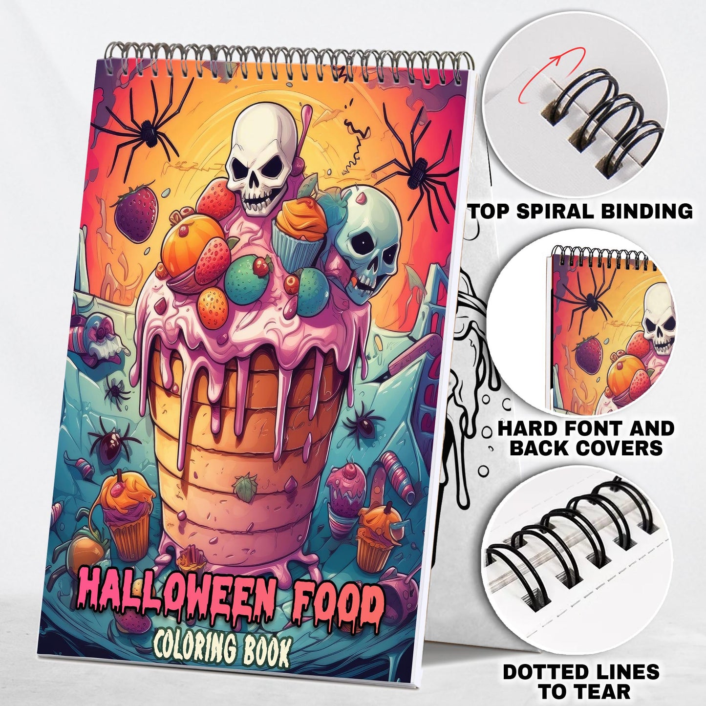 Halloween Food Spiral-Bound Coloring Book: 30 Captivating Coloring Pages for Halloween and Art Enthusiasts to Create Strikingly Creepy Artwork 