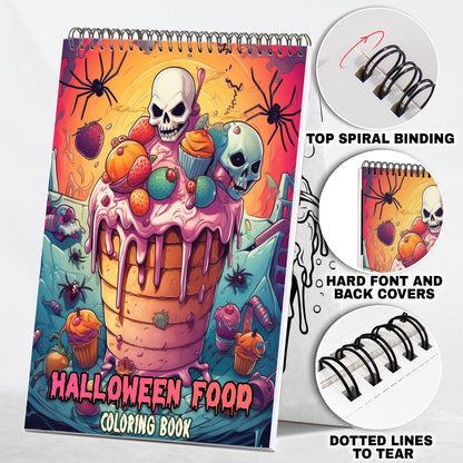 Halloween Food Spiral-Bound Coloring Book: 30 Captivating Coloring Pages for Halloween and Art Enthusiasts to Create Strikingly Creepy Artwork 