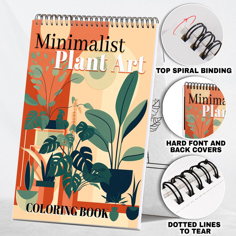 Minimalist Plant Art Spiral Coloring Book: 30 Exquisite Coloring Pages for Fans of Bohemian Style and Nature to Bring Tranquil Plants to Life