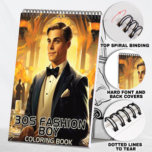 30s Fashion Boy Spiral Bound Coloring Book: 30 Fashionable Boy Coloring Pages for a Stylish and Artistic Coloring Journey