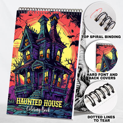 Haunted House Spiral Coloring Book: 30 Breathtaking Coloring Pages, Showcasing Haunted Houses with their Creepy Architecture and Haunting Surroundings
