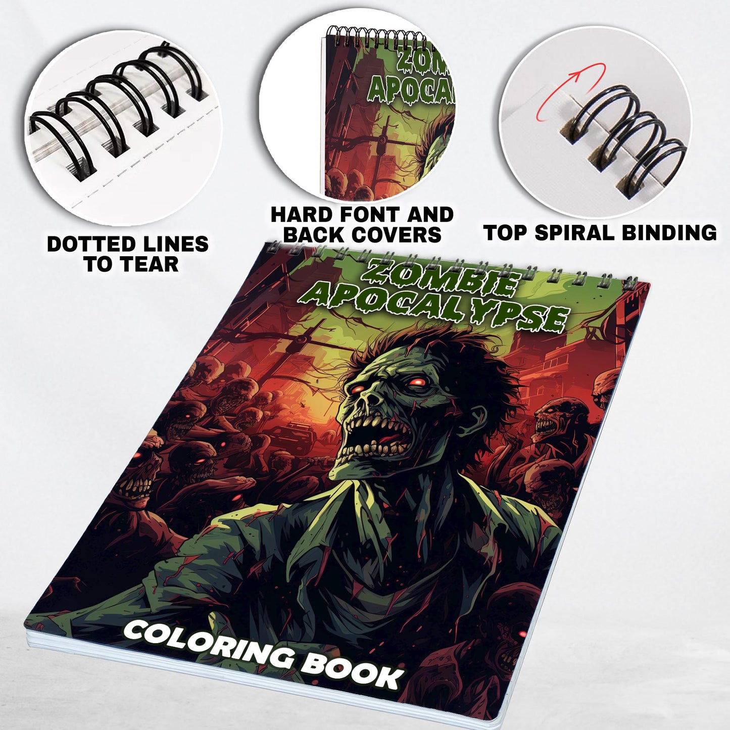 Zombie Apocalypse Spiral Bound Coloring Book: 30 Charming Coloring Pages for Coloring Enthusiasts to Embrace the Gruesome and Tense Atmosphere of the Post-Apocalyptic Era