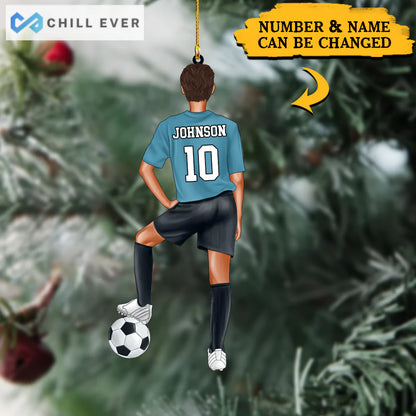 Personalized soccer player Christmas Ornament, Custom Shape Ornament Decor CTH01