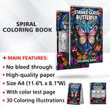 Stained Glass Butterfly Spiral Coloring Book: Discover the Beauty of Stained Glass Butterflies with 30 Exquisite Coloring Pages