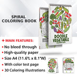 Doodle Vegetable Spiral Coloring Book: 30 Whimsical Doodle Vegetable Coloring Pages to Celebrate the Beauty of Nature's Bounty