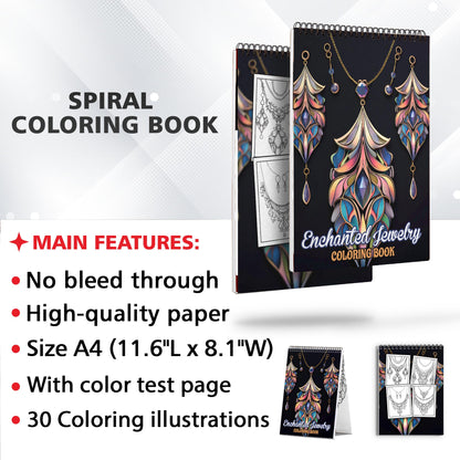 Enchanted Jewelry Spiral Bound Coloring Book: 30 Coloring Pages of Exquisite Jewelry Designs for Artistic Explorers to Admire