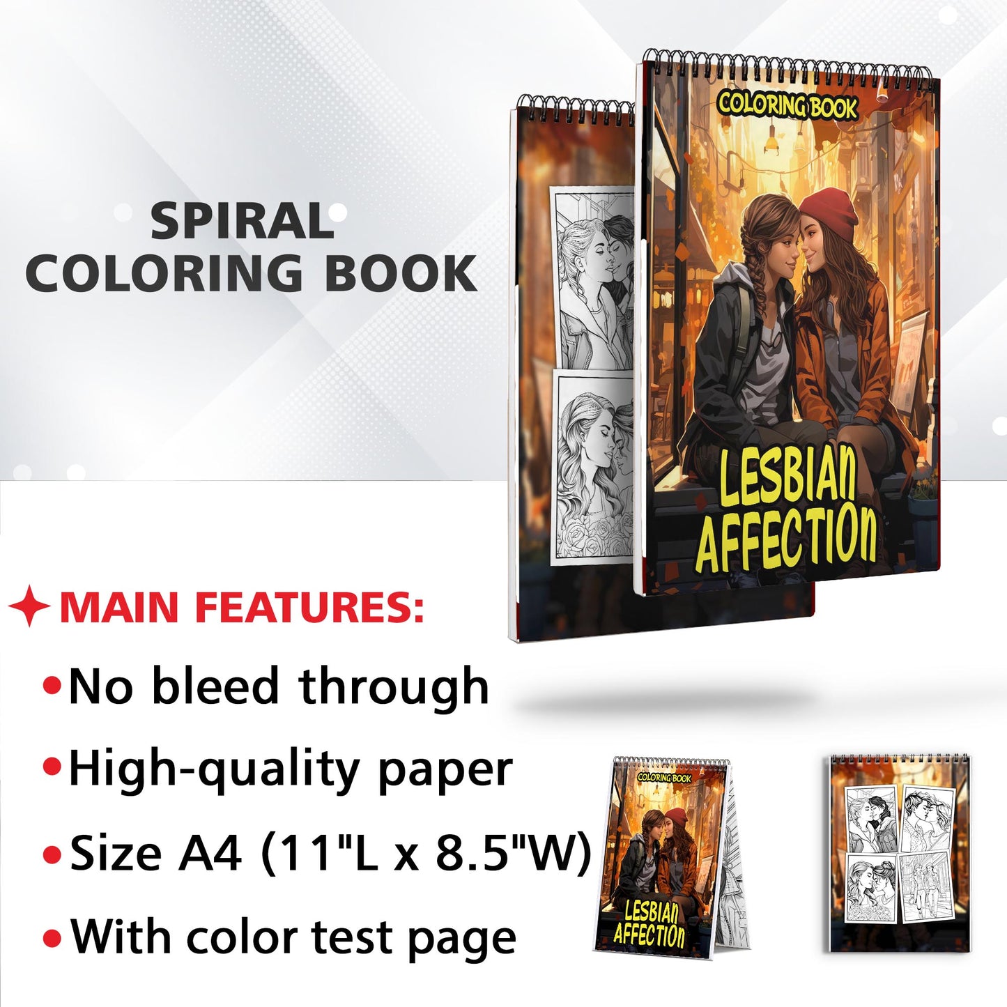 Lesbian Affection Spiral Bound Coloring Book: 30 Captivating Coloring Scenes of Loving Lesbian Couples