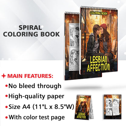 Lesbian Affection Spiral Bound Coloring Book: 30 Captivating Coloring Scenes of Loving Lesbian Couples