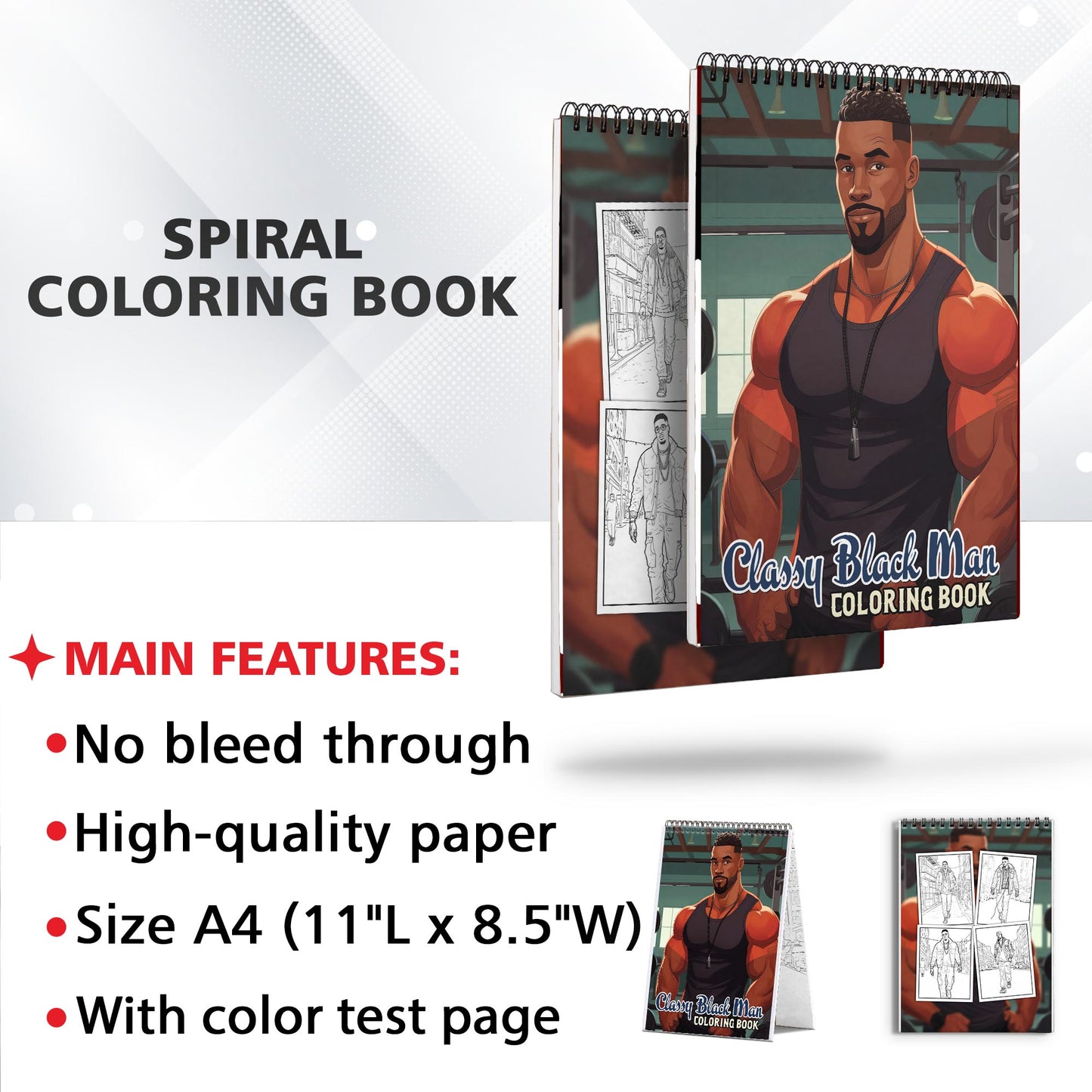 Classy Black Man Spiral Bound Coloring Book: 30 Dashing Coloring Pages, Fostering Focus and Imagination while Celebrating the Classy Appeal of Black Americans