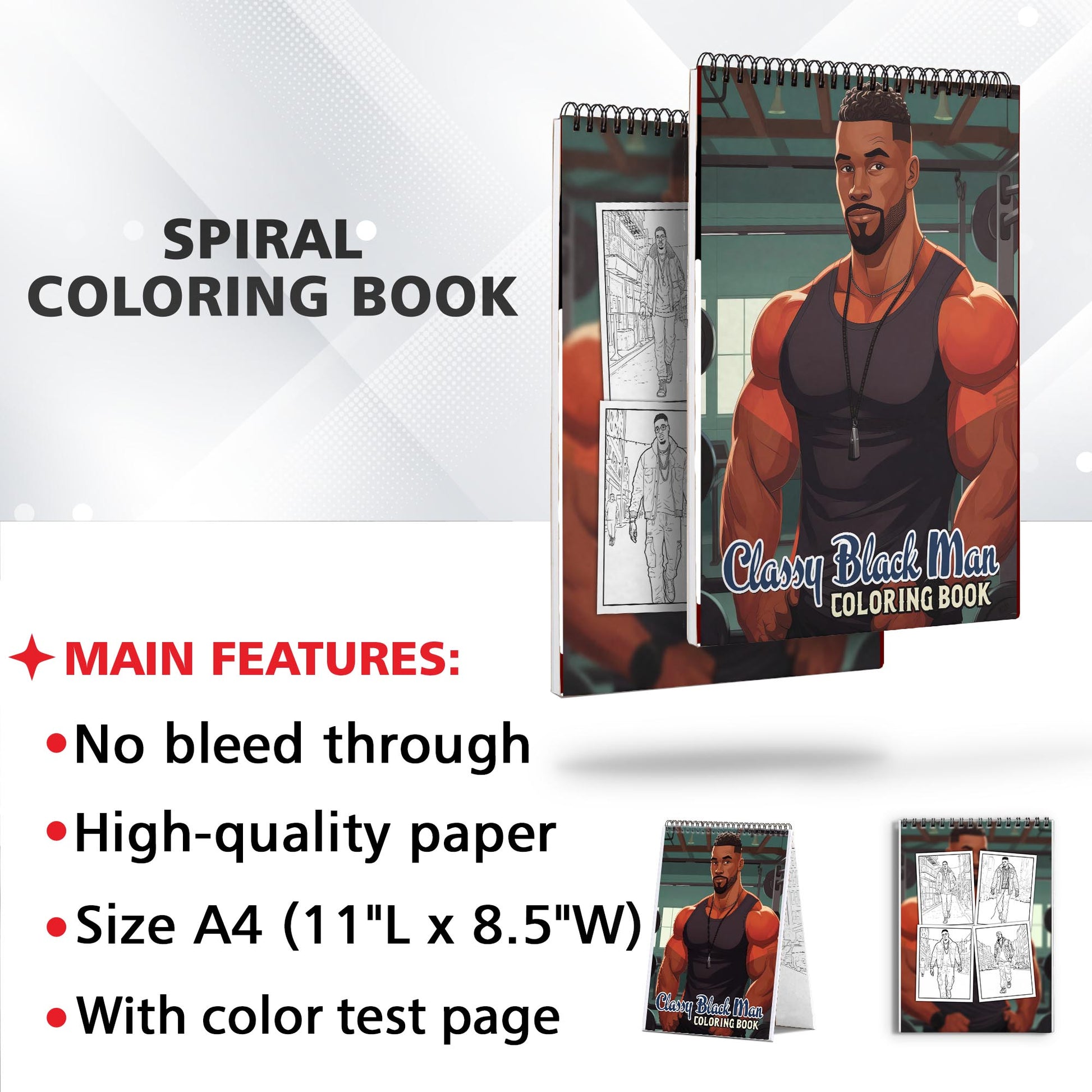 Classy Black Man Spiral Bound Coloring Book: 30 Dashing Coloring Pages, Fostering Focus and Imagination while Celebrating the Classy Appeal of Black Americans