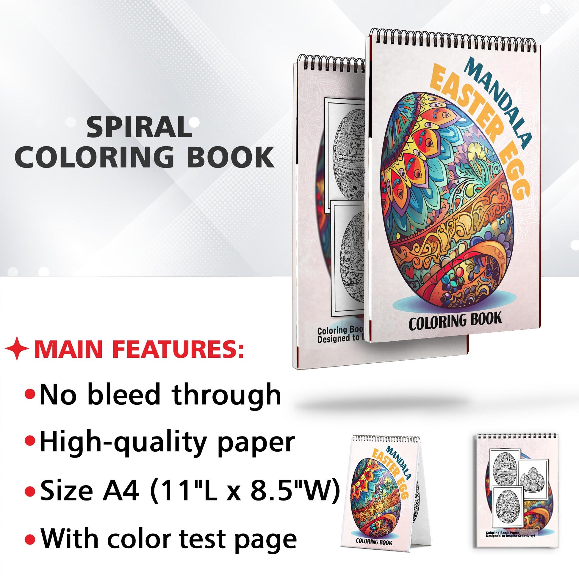 Easter Egg Spiral-Bound Coloring Book: 30 Charming Coloring Pages for Coloring Enthusiasts to Embrace the Joyful and Playful Nature of Easter Egg Designs 