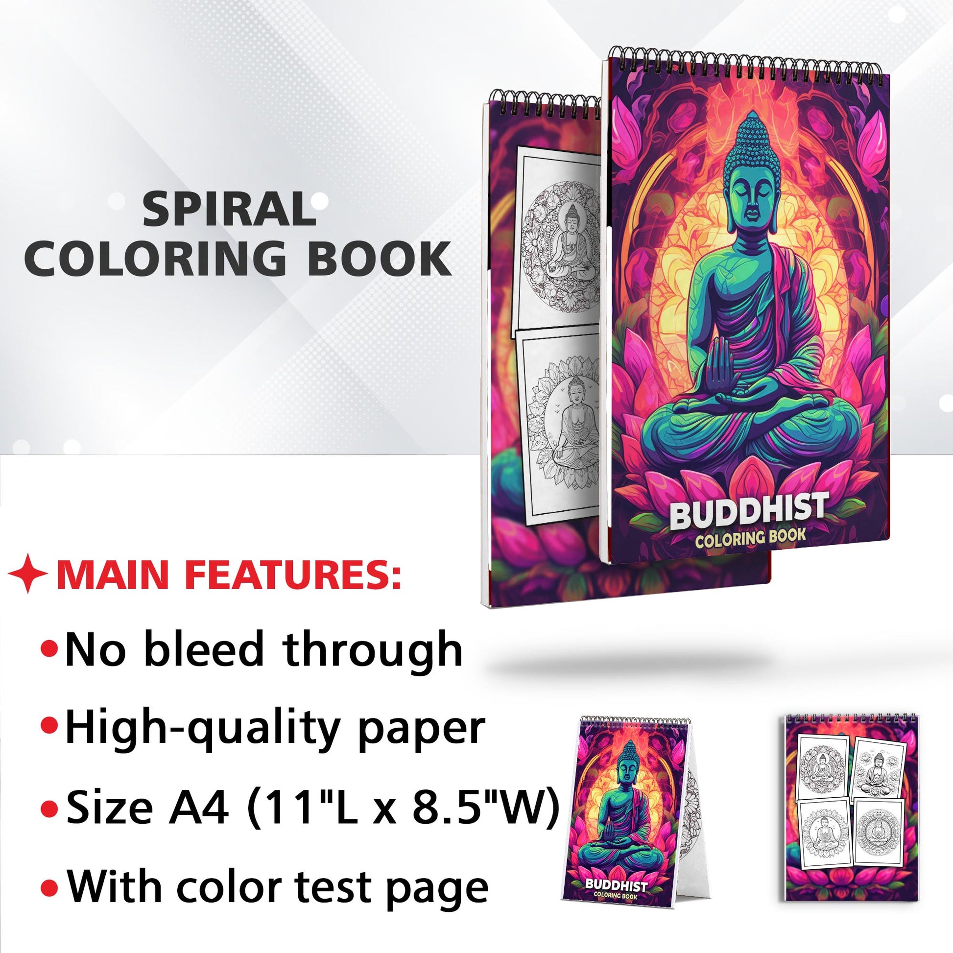 Buddhist Spiral Coloring Book: 30 Beautiful Pages to Explore Buddhist Concepts of Compassion and Wisdom