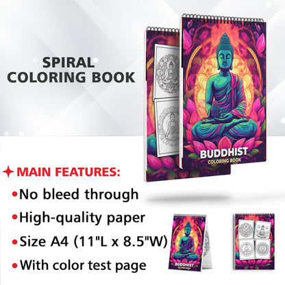 Buddhist Spiral Coloring Book: 30 Beautiful Pages to Explore Buddhist Concepts of Compassion and Wisdom