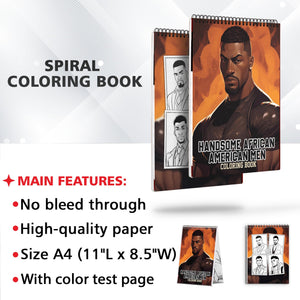 Handsome African American Men Spiral Bound Coloring Book: 30 Enchanting Coloring Pages, Unleashing Your Creativity in the World of Distinguished African American Men