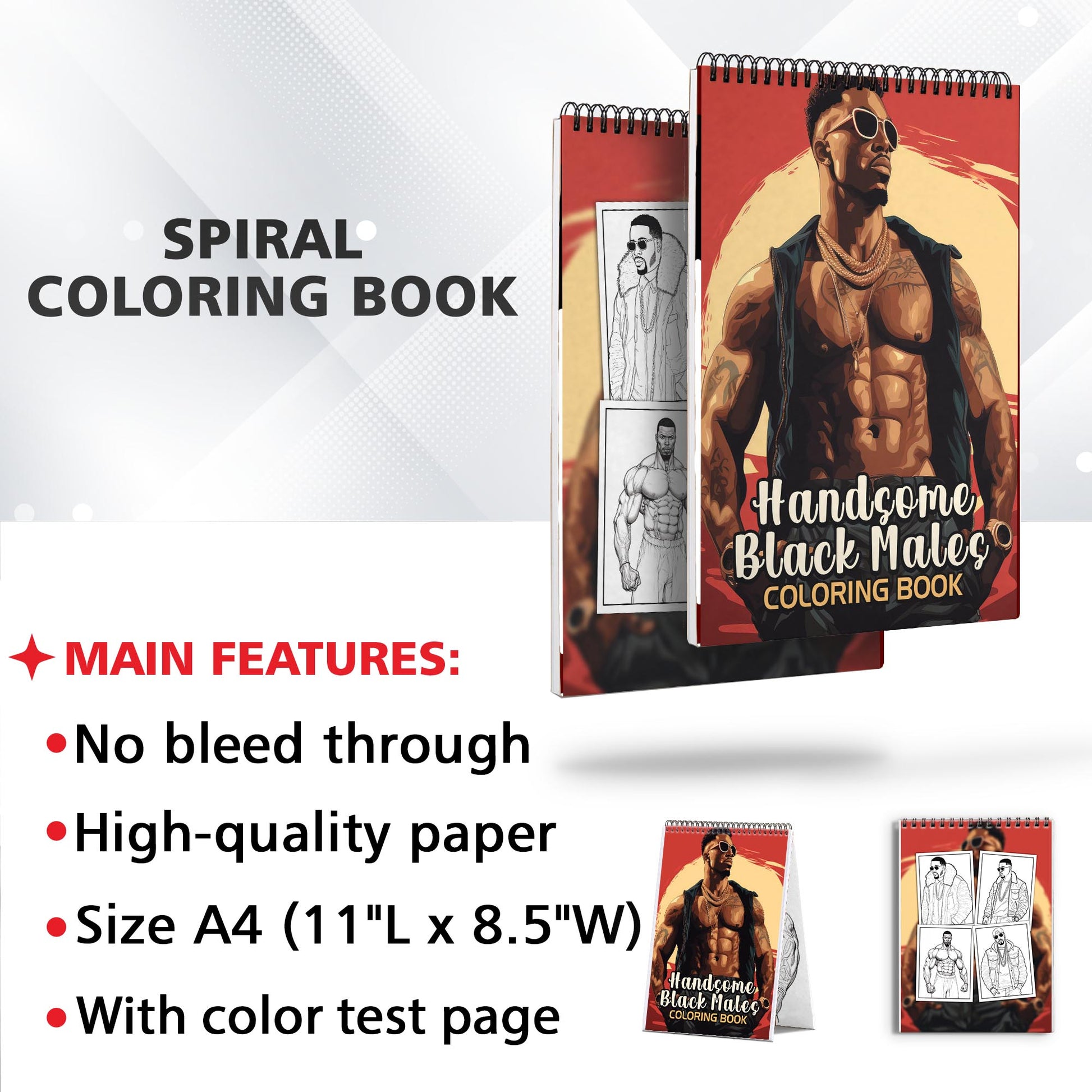 Handsome Black Males Spiral Bound Coloring Book: 30 Captivating Coloring Pages of Black Males for a Stylish and Artistic Journey