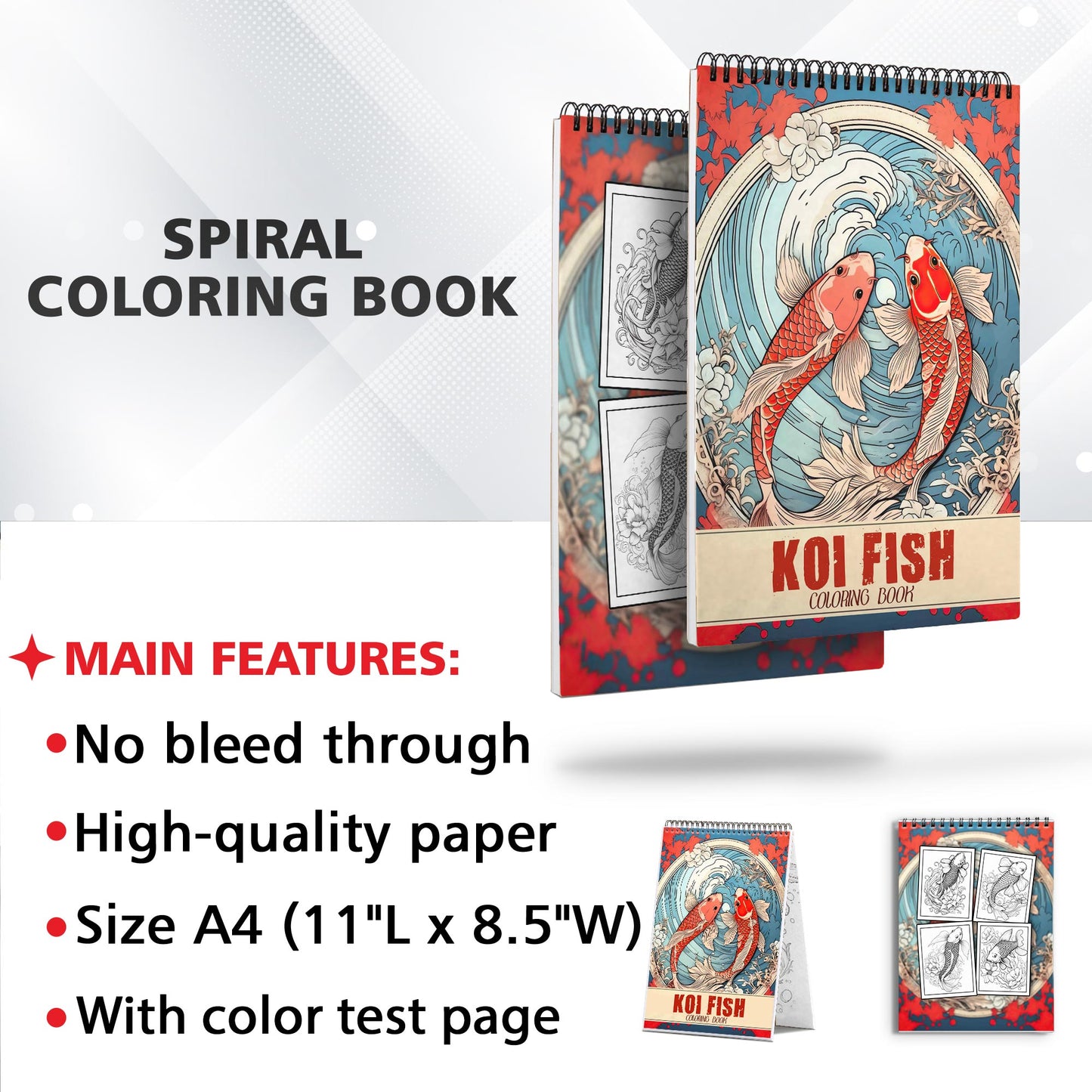 Koi Fish Coloring Book: Unleash Your Creativity with 30 Coloring Pages, Capturing the Harmony and Serenity of Koi Fish in Peaceful Water Gardens