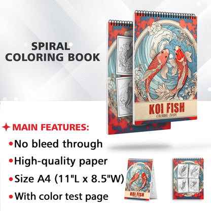 Koi Fish Coloring Book: Unleash Your Creativity with 30 Coloring Pages, Capturing the Harmony and Serenity of Koi Fish in Peaceful Water Gardens