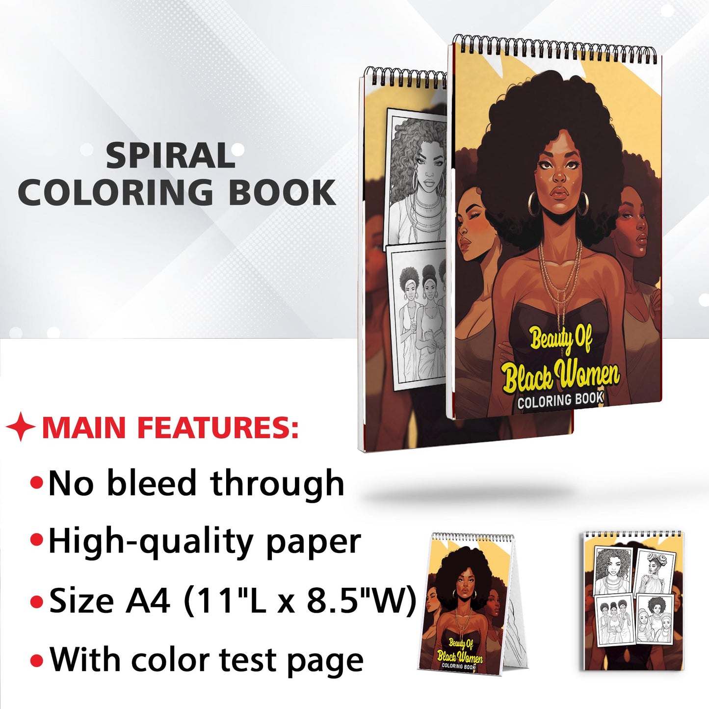 Beauty of Black Women Spiral Coloring Book: 30 Exquisite Coloring Pages Celebrating the Beauty of Black Women
