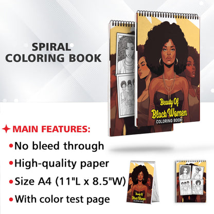 Beauty of Black Women Spiral Coloring Book: 30 Exquisite Coloring Pages Celebrating the Beauty of Black Women