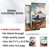 Jet Fighters Spiral Bound Coloring Book: 30 Captivating Illustrations of Fighter Jets