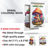 Enchanting Gnomes House Spiral Coloring Book: 30 Imaginative Coloring Pages, Capturing the Intricate Designs and Whimsical Touches of Gnome House Interiors