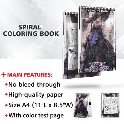 Witchy Goddesses Spiral-Bound Coloring Book: Embark on a Journey with Witchy Goddesses through 30 Captivating Coloring Pages of Modern Witches for an Artistic and Divine Adventure 