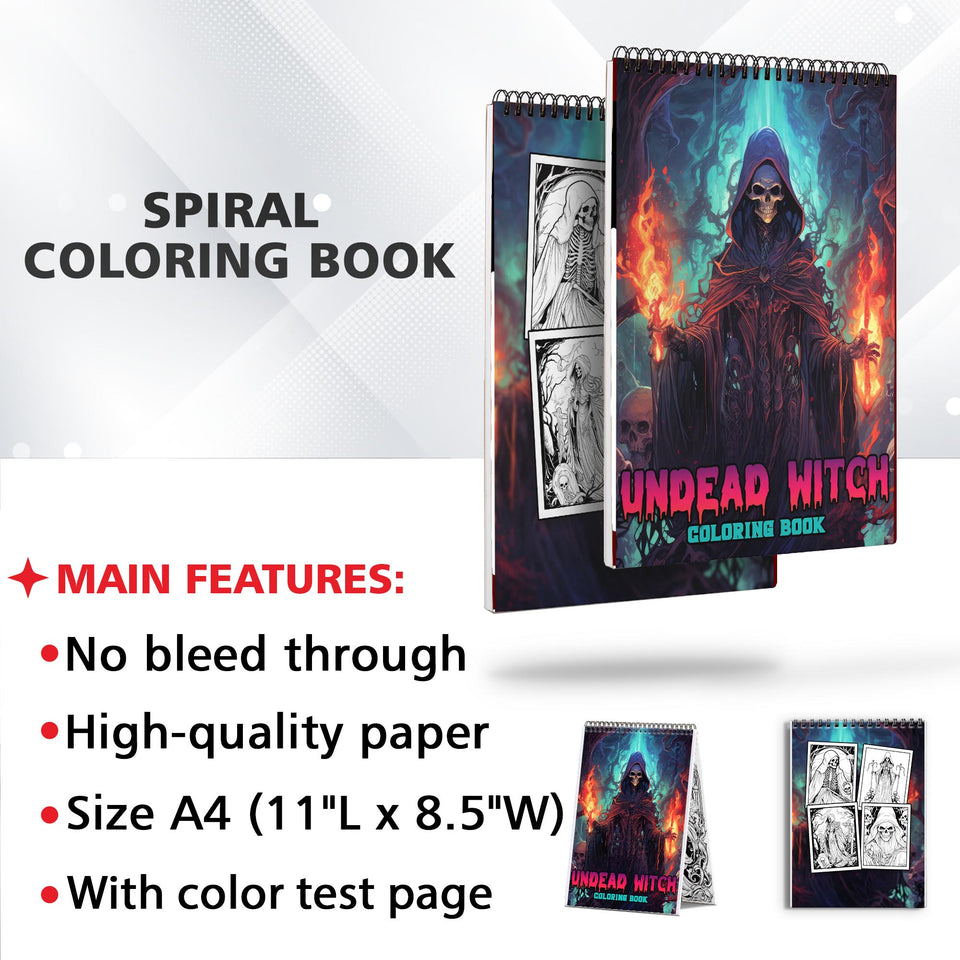 Undead Witch Spiral-Bound Coloring Book: 30 Exquisite Coloring Pages that Showcase the Dark and Magical Aura